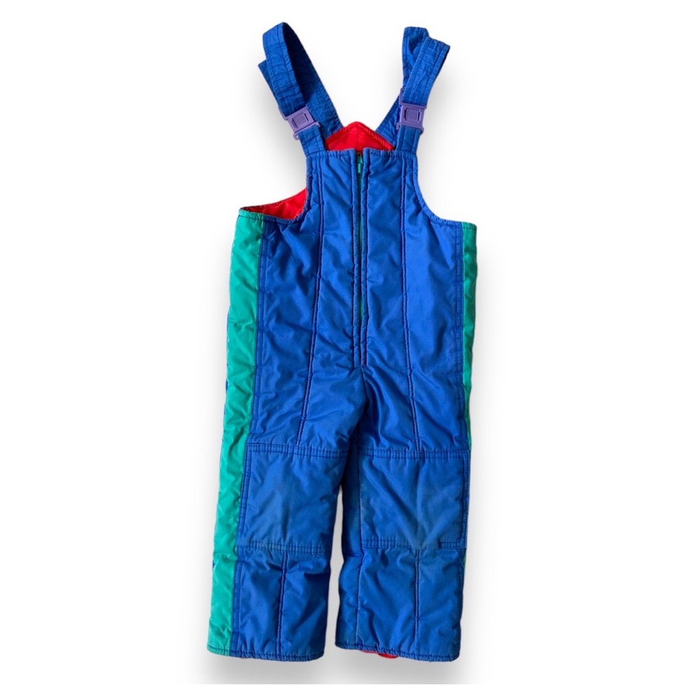 VINTAGE 70s 80s Snow Pants Ski Bibs Winter Waterproof Blue Green Red Streetwear